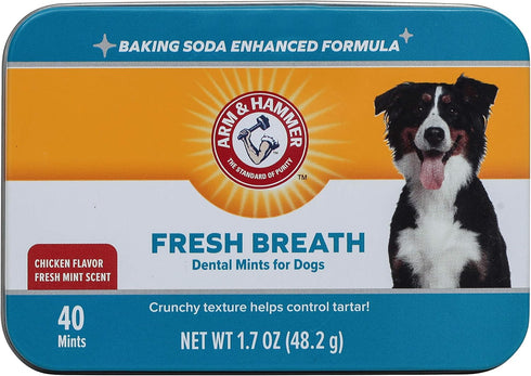 Arm & Hammer for Pets Dental Mints for Dogs, Fresh Breath, Chicken Flavor, 40 Count (Packaging may vary)