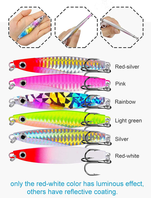 Saltwater Fishing Jigs, 6pcs Vertical Flat Jigging Lure for Tuna, Amberjack, Kingfish, and Snapper Fishing