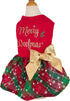 Fitwarm Merry Woofmas 100% Cotton Dog Christmas Outfits, Lightweight Holiday Dress with Bowknot, Red XXS