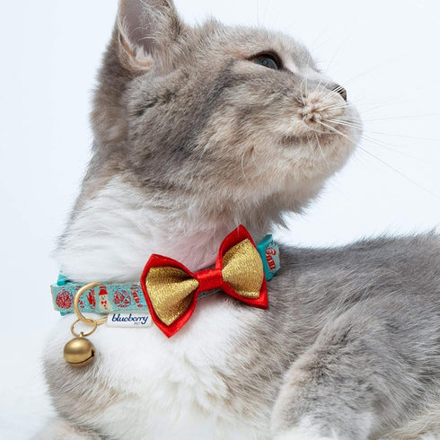 Blueberry Pet Adjustable Breakaway Cat Collar with Bow Tie & Bell, The Power of Lavish Holiday Perfect Snowman, Pack of