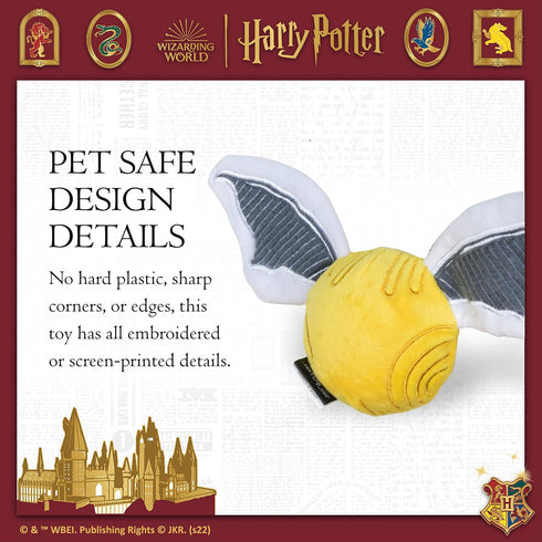 Harry Potter Snitch Pet Squeaker Toy, 10 Inch Quidditch Inspired Squeaky Ball for Dogs