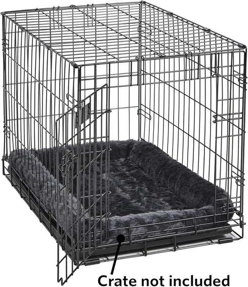 New World Dog Bed – Gray Faux Fur Bolster, Ultra-Soft and Machine Washable for Small Dogs