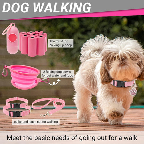 26 FLYSTAR Puppy Starter Kit for Small Dogs, pcs Dog Supplies, Dog Toys, Collar & Leash, Training Clicker, Treat Bag