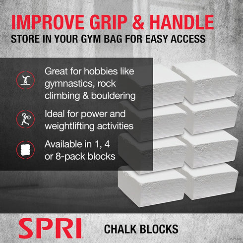 SPRI Chalk Block 2oz. (Single) for Gymnastics, Rock Climbing, Bouldering, Weight-Lifting