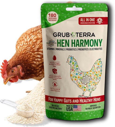 GrubTerra Hen Harmony All-in-One Chicken Electrolytes for Water with Probiotics & Prebiotics,