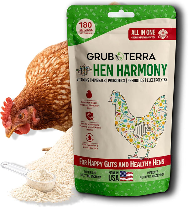 GrubTerra Hen Harmony All-in-One Chicken Electrolytes for Water with Probiotics & Prebiotics,