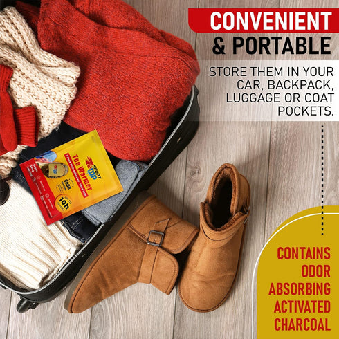 Toe Warmers - Up to 10 Hours of Heat, Ultra Thin, Easy, All Natural, Air Activated Hot Toe Warmers