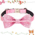 Bling Pink Dog Bow Tie Collar for Small, Medium Dogs, Cute Collar for Daily Walking or Holiday Parties (Neck fit