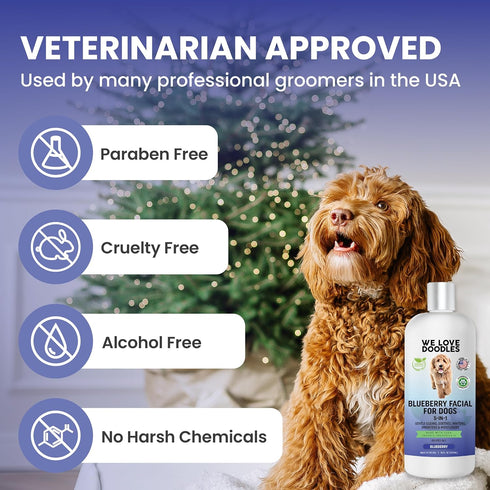 16:1 16 oz Blueberry Facial Dog Shampoo - Dog Tear Stain Remover, Brightens & Whitens Coat, Cleans & Deodorizes