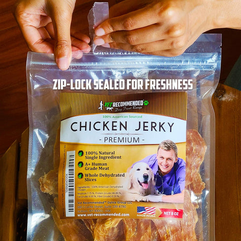 Vet Recommended 8oz Premium Chicken Jerky for Dogs - Giant Bag | All Natural Dog Treats - Single Ingredient - No