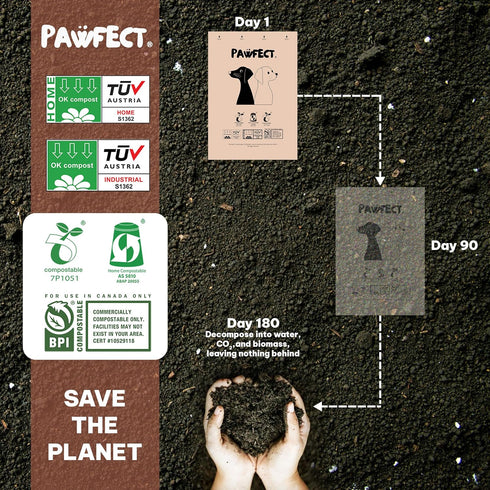 Pawfect (240 Counts) Dog Poop Bags Rolls Biodegradable Poop Bags, Compostable Dog Waste Bags, BPI Certified Pet Waste