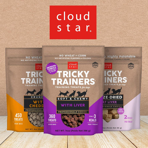 Cloud Star Tricky Trainers Soft & Chewy Dog Training Treats, Peanut Butter Flavor, 5 oz Pouch