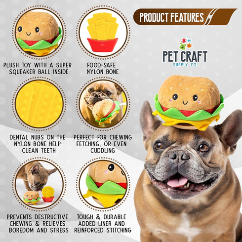 Pet Craft Supply Puppy Teething Dental Chew Teeth Cleaning Nylon Bone Squeaky Plush Dog Toys with Super Squeaker Ball 2 Pack Cute Tough Durable for Puppies Small Medium Dogs Aggressive Chewers
