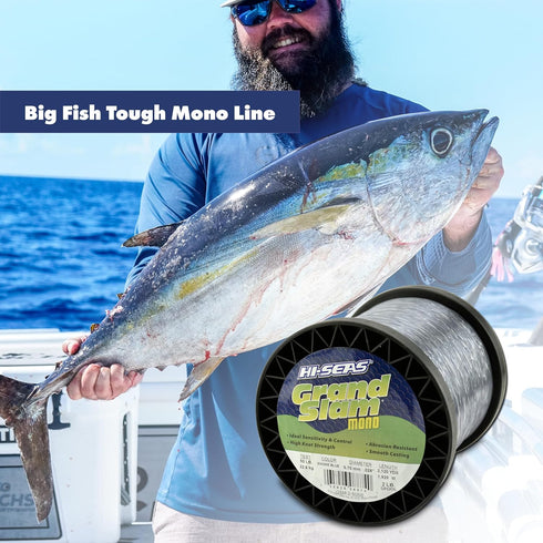 HI-SEAS Grand Slam Monofilament Fishing Line, Quarter Pound Spool, Clear, Pink, Green