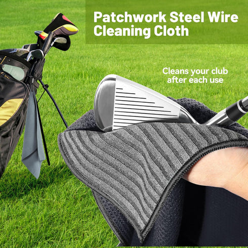 Magnetic Golf Towel - 2 Pack with Microfiber Wire Cleaning Cloth Block and Strong Magnet for Golf Bags