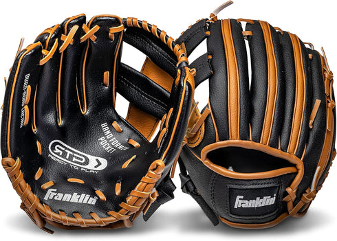 Franklin Sports Kids Baseball Gloves - RTP Youth Teeball Glove + Ball Set - 9.5" Mitt Set for Boys + Girls