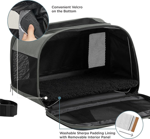 17.5x11x11 Lesure Cat Dog Carrier Airline Approved - Dog Carrier for Small Dogs Collapsible Soft Side TSA Approved