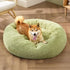Bedsure Calming Dog Bed for Medium Dogs, Donut Washable Pet Bed, Anti-Slip Round Fluffy Faux Fur, Green, 30 inches.