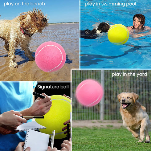 Dog Toy Ball, 9.5" Large Tennis Balls for Small Medium Large Dogs, 2 Pack with Pump & Needle