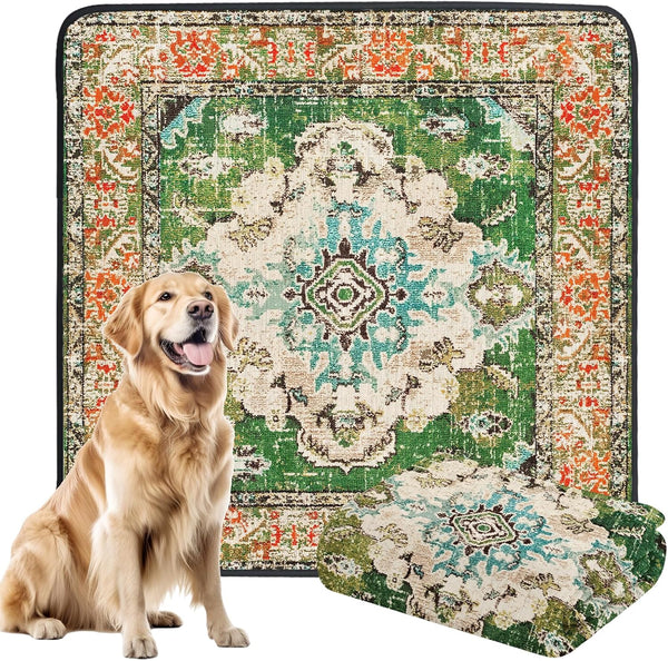 Non-Slip Dog Washable Pee Pad Extra Large 72" x 72", Boho Rusable