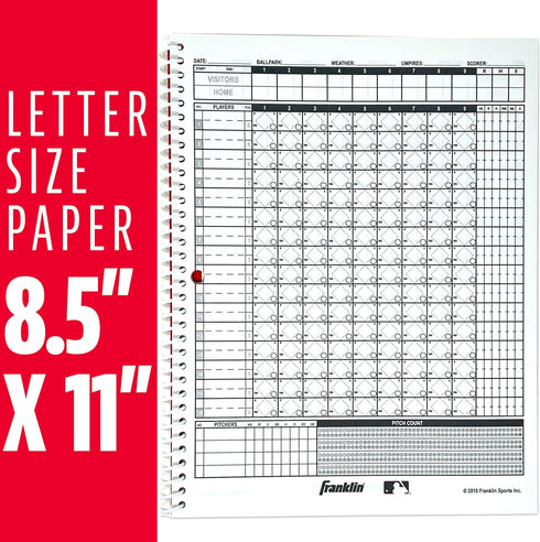 Franklin Sports MLB Baseball + Softball Scorebook - Official Coaching Scorekeeper for 25 Games