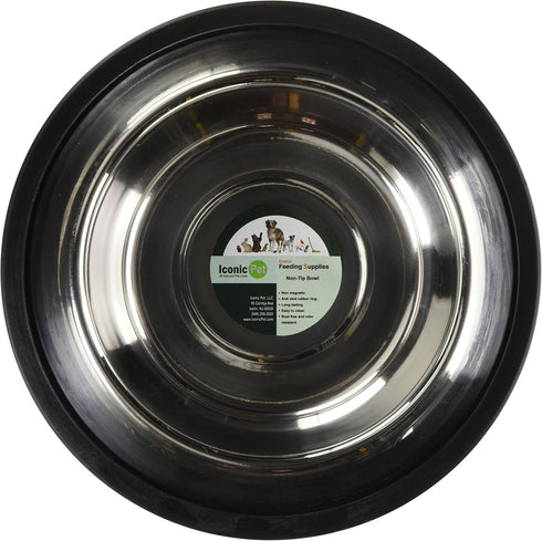 ICONIC PET 16 oz/2 Cup (2 Pack) Stainless Steel Non-Skid Pet Food/Water Bowls with Rubber Rings: Rust-Free, Dishwasher Safe, Noise-Free and Stable Dishes for Cats,Dogs,Kittens, and Puppies