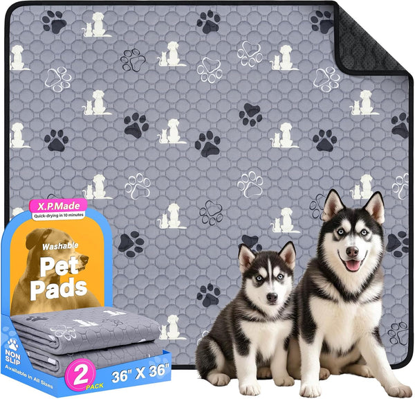 X.P.Made Washable Pee Pads for Dogs, 2 Pack Reusable Puppy Pads, Waterproof Pet