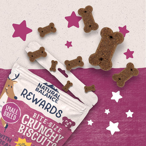 Natural Balance Limited Ingredient Rewards Crunchy Biscuits, Grain-Free Dog Treats for Small-Breed Dogs, Real Venison,