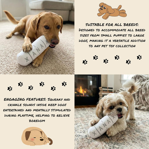 Generic Chill Xan Bar Novelty Dog Toy, Plush Squeaky Crinkle Chew Toy, White, All Breed Sizes, Boredom Buster