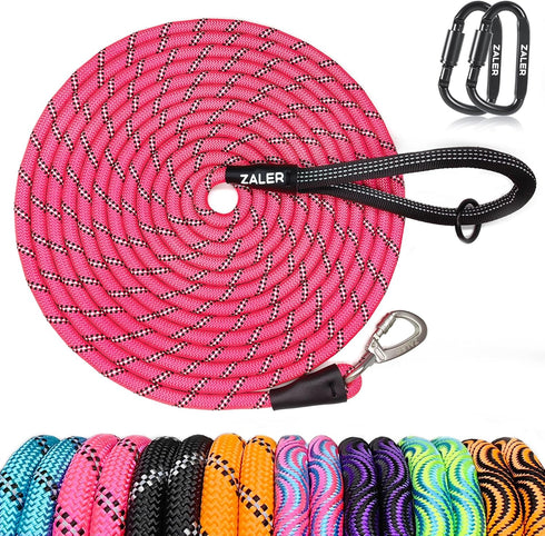 Long Dog Leash - 50 feet to 10ft Heavy Duty Reflective Check Cord Recall Leash for Training, Playing, Camping, or