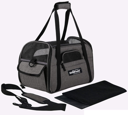 EliteField Soft Sided Pet Carrier, Airline Approved, Large: 19" L x 10" W x 13" H, Charcoal Gray