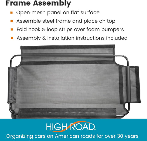 High Road Back Seat Barrier for Dogs - Car Divider for Dogs for Behind Front Seat - Padded Steel Frame with Heavy Duty