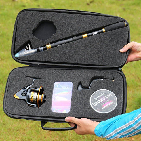 Sougayilang Fishing Rod Reel Combos Carbon Fiber Telescopic Fishing pole with Spinning Reel for Travel Saltwater