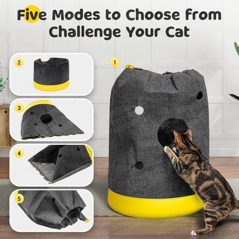 Homrich Interactive Cat Play Bag- Durable Rug for Hide and Seek, Collapsible Hole Mat, Tunnel Sleeping Bag for Indoor