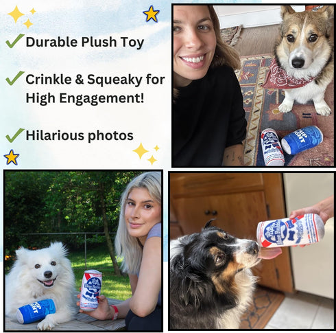 Pup Light and Pups Blue Rubbin - Parody Beer Dog Toys, Funny Plush Squeaky Dog Gifts for Birthday
