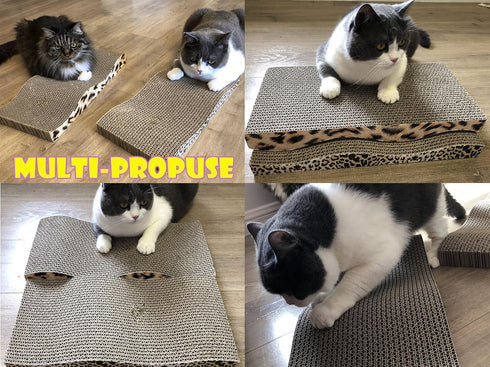 Cat Scratcher Cardboard Wave Scratch Pad with Catnip, Reversible Two Pcs Set for Cats
