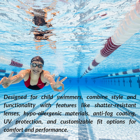 Sporti Unisex Junior Swimming Goggles, Swim Goggles for Kids with Anti Fog UV Protection for Pool and Beach