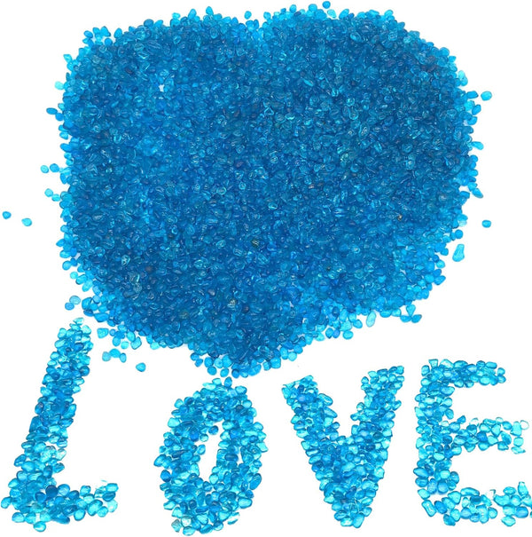 2 Pounds Landscape Glass Pebble Gravel Sand for Aquariums and Terrarium Landscape, Natural Blue.