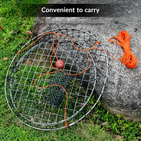 24 QualyQualy Crab Ring Trap Bait with Crab Gague Measure and Bait Clip Crab Net Minnow Trap with Tarred Braided Twine