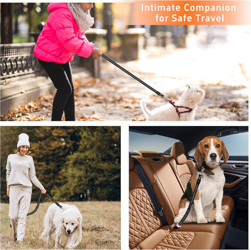 Set 3 Seyezo Dog Car Seat Belt - Piece Retractable Harness, Adjustable Reflective Seatbelt for Vehicle Headrests