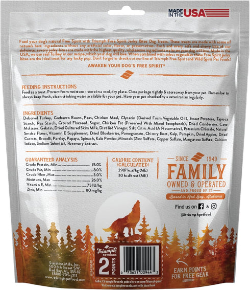 Triumph Free Spirit Grain Free Turkey, Vegetable & Cranberry Recipe Jerky Bites Dog Treats, 24 oz