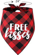 Valentines Day Dog Costume, Red Heart Headband and Buffalo Plaid Pet Bandana