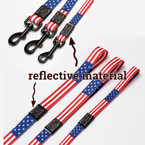 American Flag Dog Leash - Premium Nylon, Durable & Comfortable with 360° Rotating Metal Clip, Ideal for Small Medium