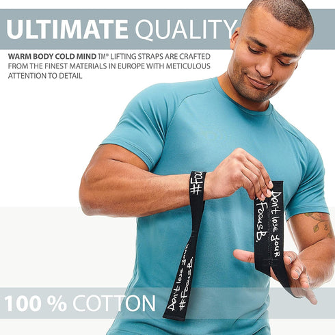WARM BODY COLD MIND V1 Lifting Wrist Straps - 660 lb Rated Hand Wraps for Weightlifting and Powerlifting