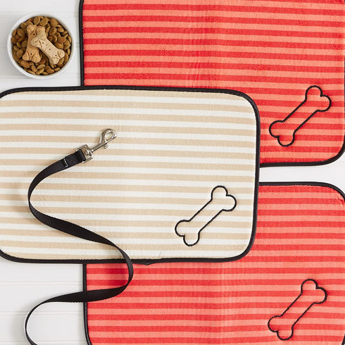 12x18", Bone Dry Machine Washable, Ultra Absorbent Pet Mat, Red Stripe