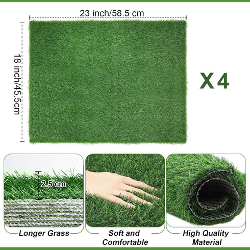 4 18'' 23'' Roowest Pcs Dog Grass Pee Pads for Dogs x Artificial Washable Fake Heavy Absorbency Grass Pad for Puppy Non