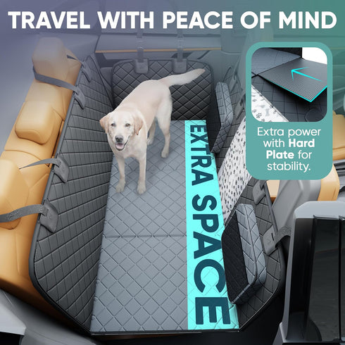 Sajoda 900D 400lbs, Hammock Hard Bottom Dog Car Seat Cover for Back Seat, Oxford Waterproof Pet Seat Extender Supports