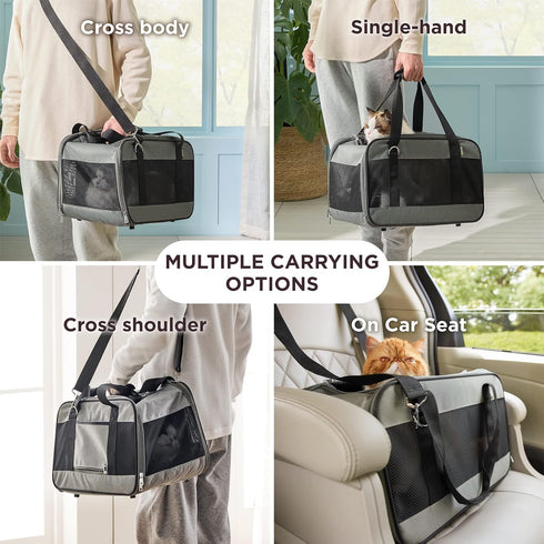 17.5x11x11 Lesure Cat Dog Carrier Airline Approved - Dog Carrier for Small Dogs Collapsible Soft Side TSA Approved
