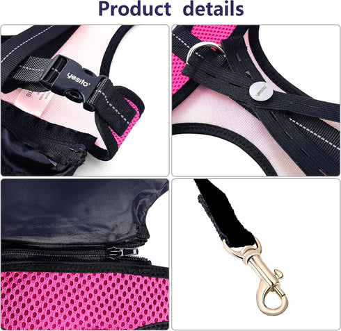 Chicken Harness Hen Size with 6ft Matching Leash - Adjustable, Comfortable, Breathable, Pink