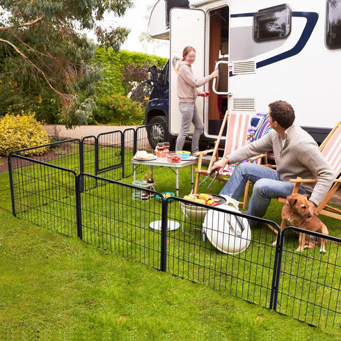 Yaheetech Dog Pen, 2 Panels 24 inch Height Pet Playpen for Puppy/Cat/Rabbit/Small Animals Heavy Duty Metal Exercise Barrier Dog Fence Accessories for Camping Garden Yard Black